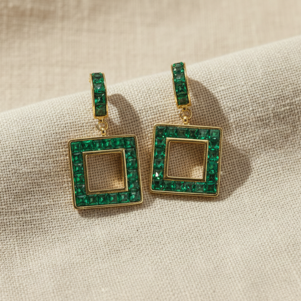 Boucles d'oreilles Bohm – Éclat Émeraude