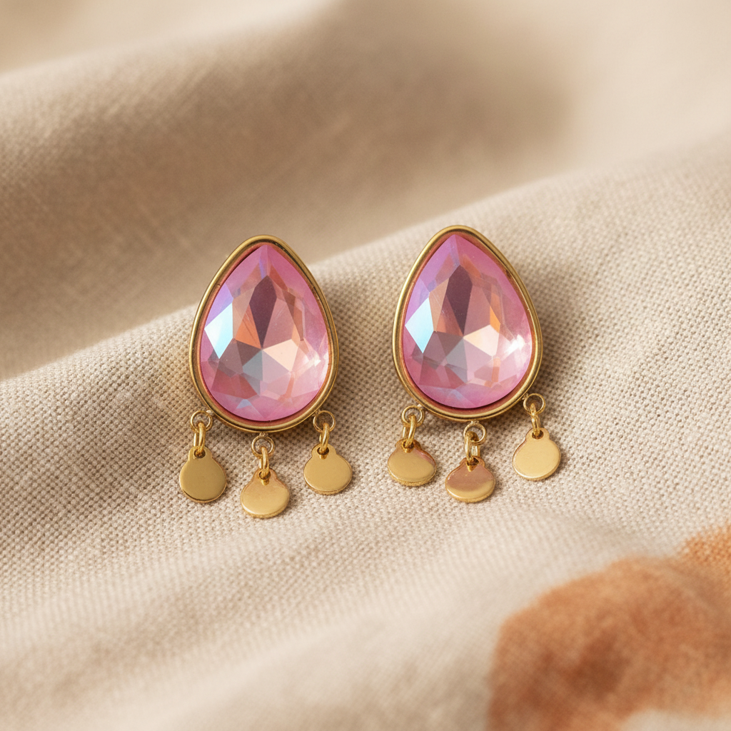 Boucles d’oreilles Éclat Rose – L’élégance bohème 💗