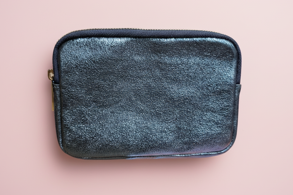 ✨ Nuit Étoilée – Pochette Bohm en cuir véritable bleu irisé ✨