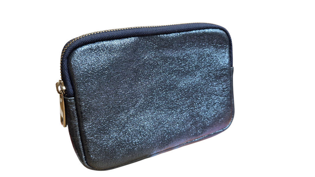 ✨ Nuit Étoilée – Pochette Bohm en cuir véritable bleu irisé ✨