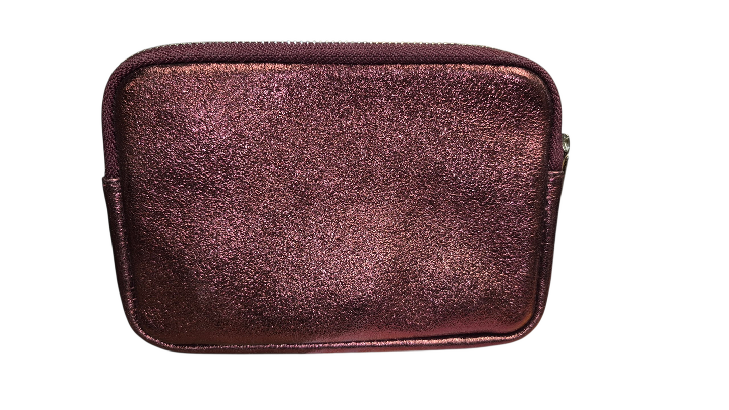 pochette cuir véritable bordeau