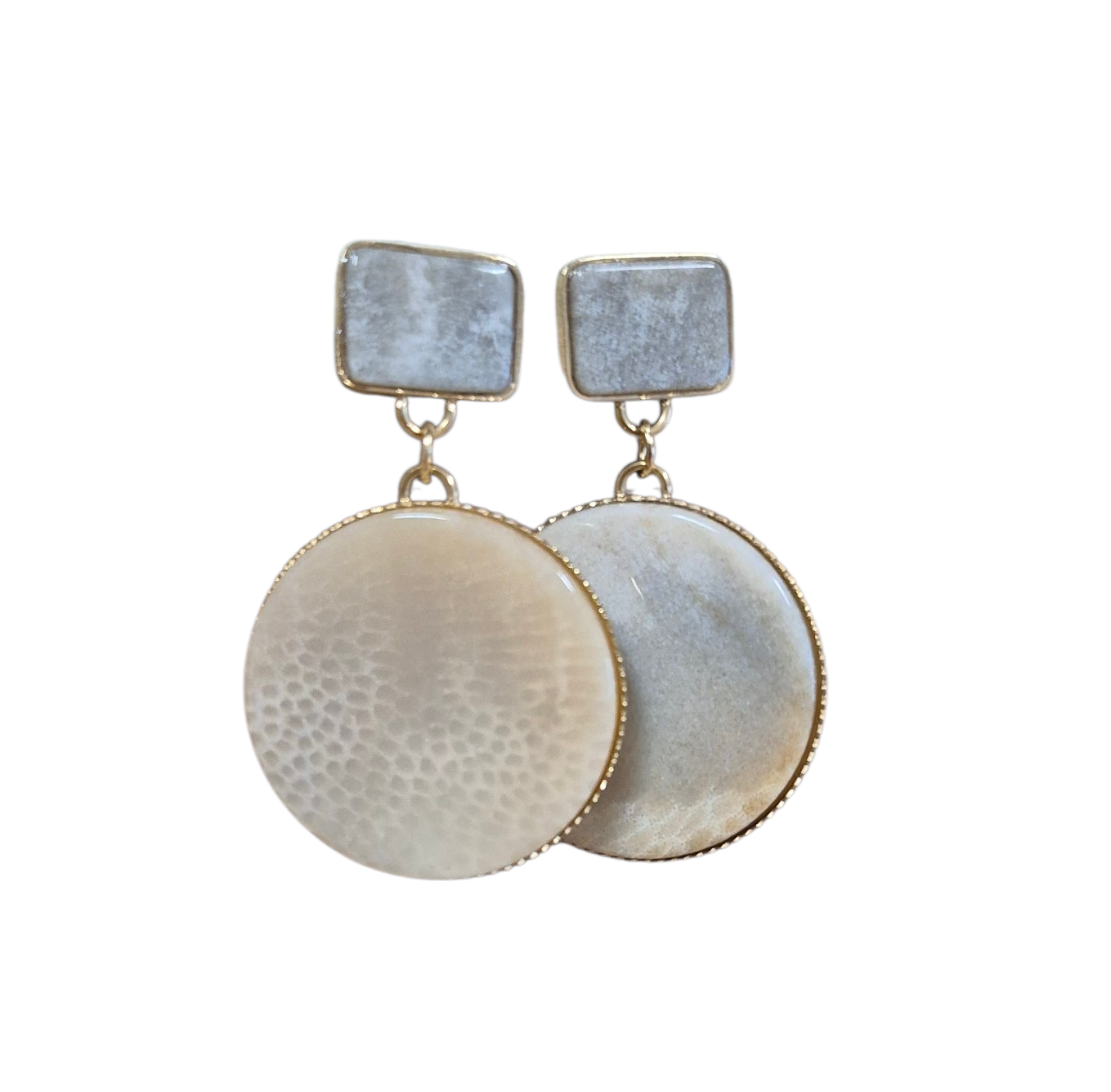 ✨ Perle de Lune – Boucles d’oreilles Bohm nacrées & dorées ✨