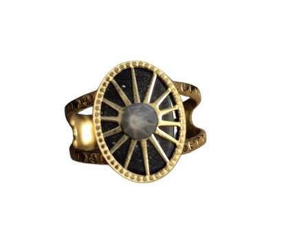🖤 Bague Bohm Soleil – Pierre noire nacrée🖤