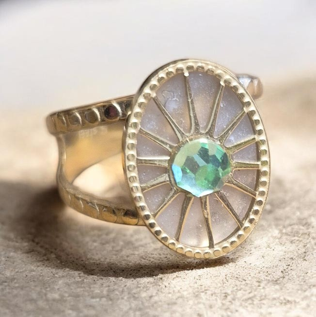💚 Bague Bohm Soleil – Pierre vert d’eau💚