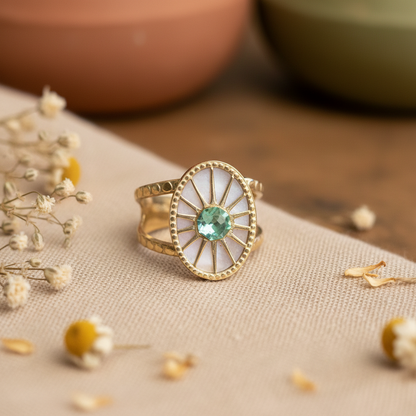 💚 Bague Bohm Soleil – Pierre vert d’eau💚