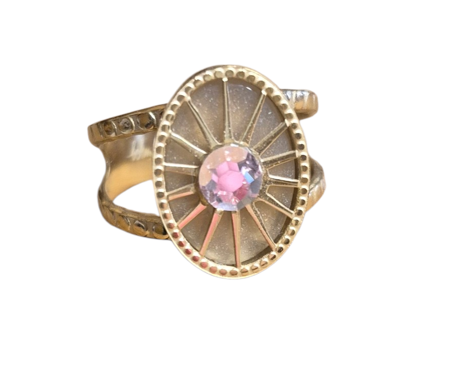 🌸 Bague Bohm Soleil – Pierre rose tendre🌸