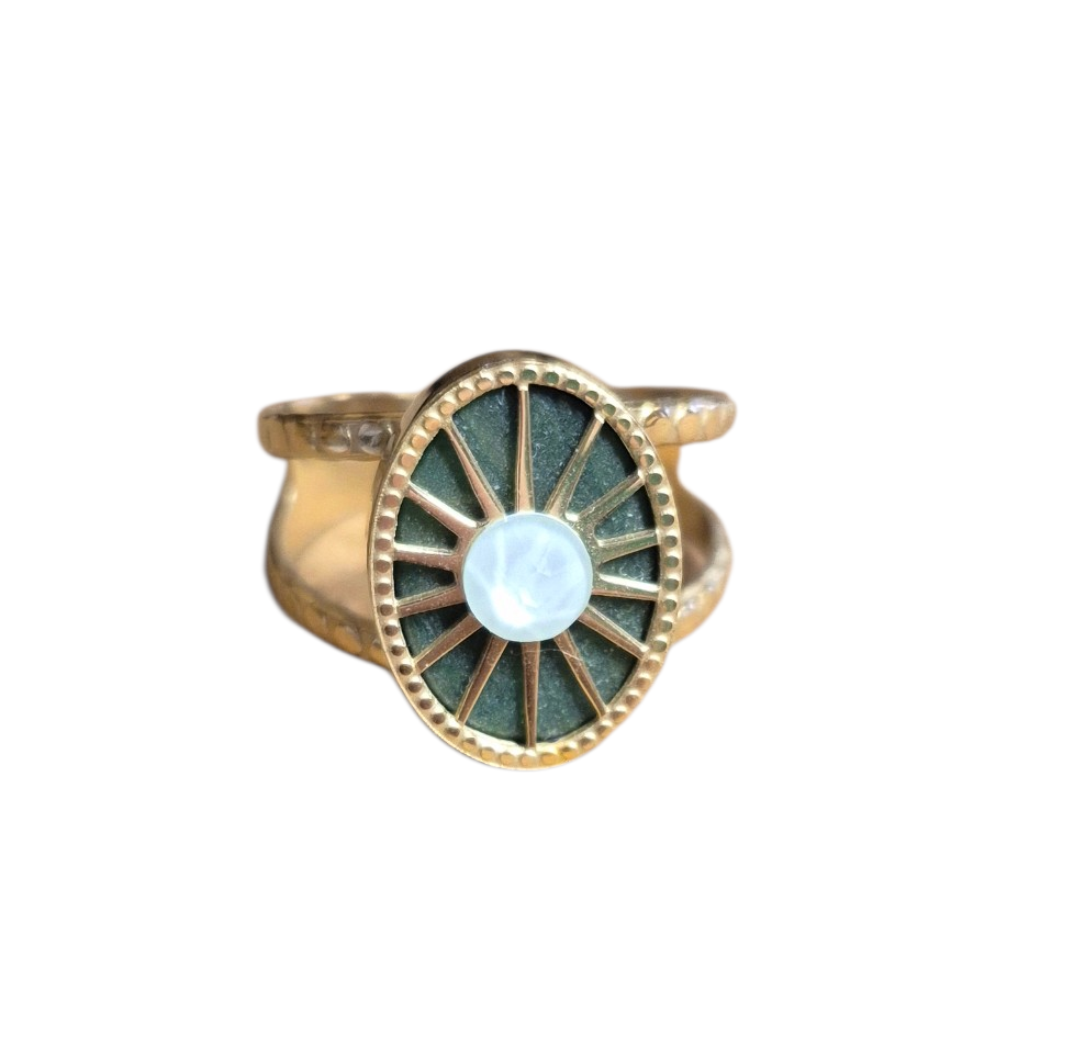 💎 Bague Bohm Soleil – Pierre blanche nacrée