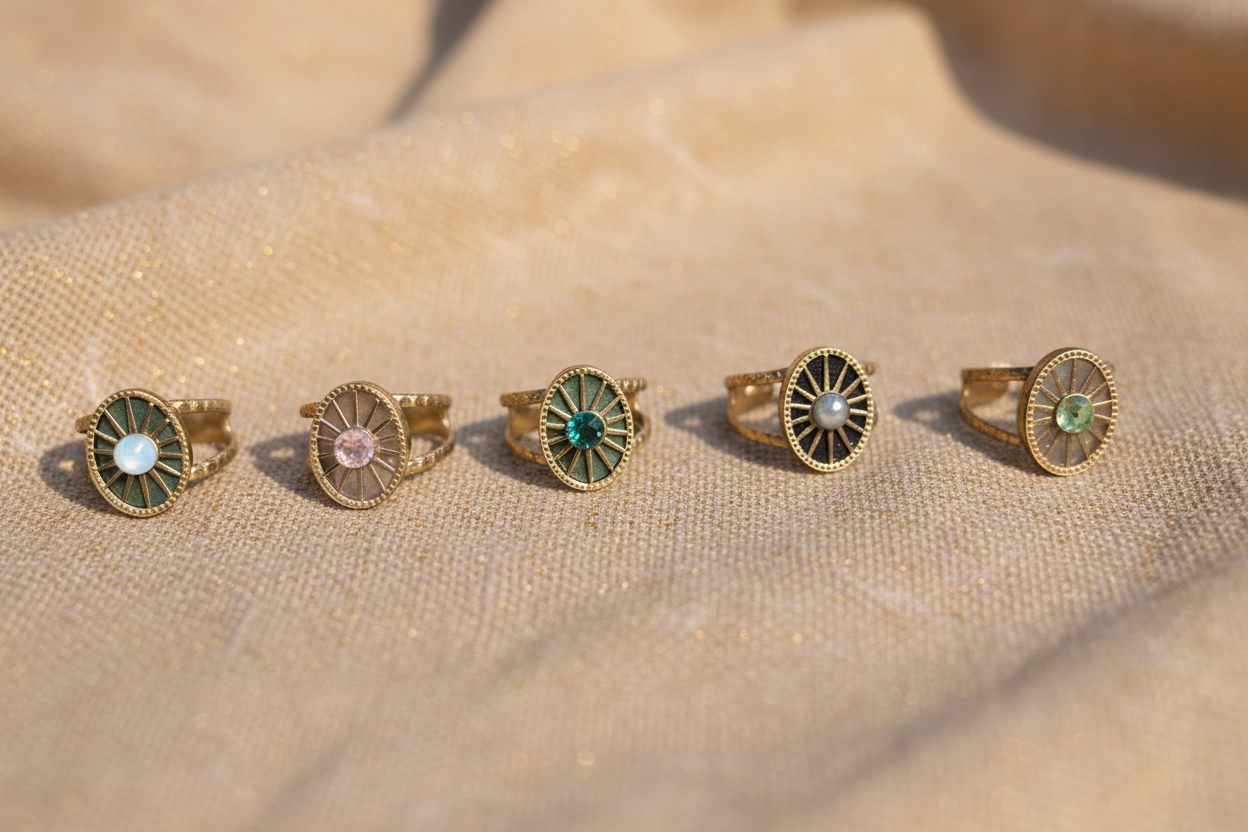 💎 Bague Bohm Soleil – Pierre blanche nacrée