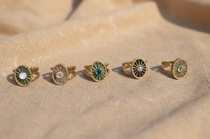 💎 Bague Bohm Soleil – Pierre blanche nacrée