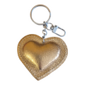 Porte-clé cœur Bohm en cuir véritable – Doré métallisé