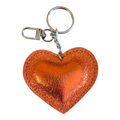 Porte-clé cœur Bohm en cuir véritable – Orange métallisé