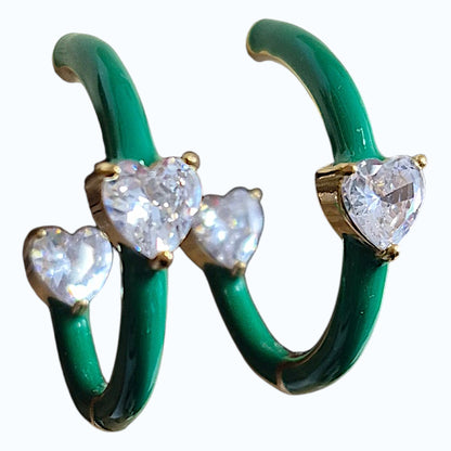 Boucles d’oreilles créoles vert émeraude – Bohm 💚
