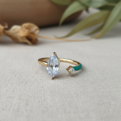 💚 Bague Bohm Paris Ajustable – Vert Clair