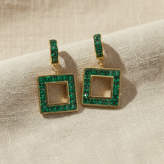 Boucles d'oreilles Bohm – Éclat Émeraude