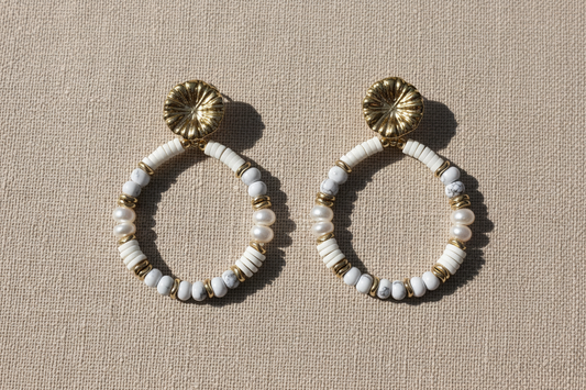 ✨ Boucles d’oreilles Bohm – Perles & doré ✨