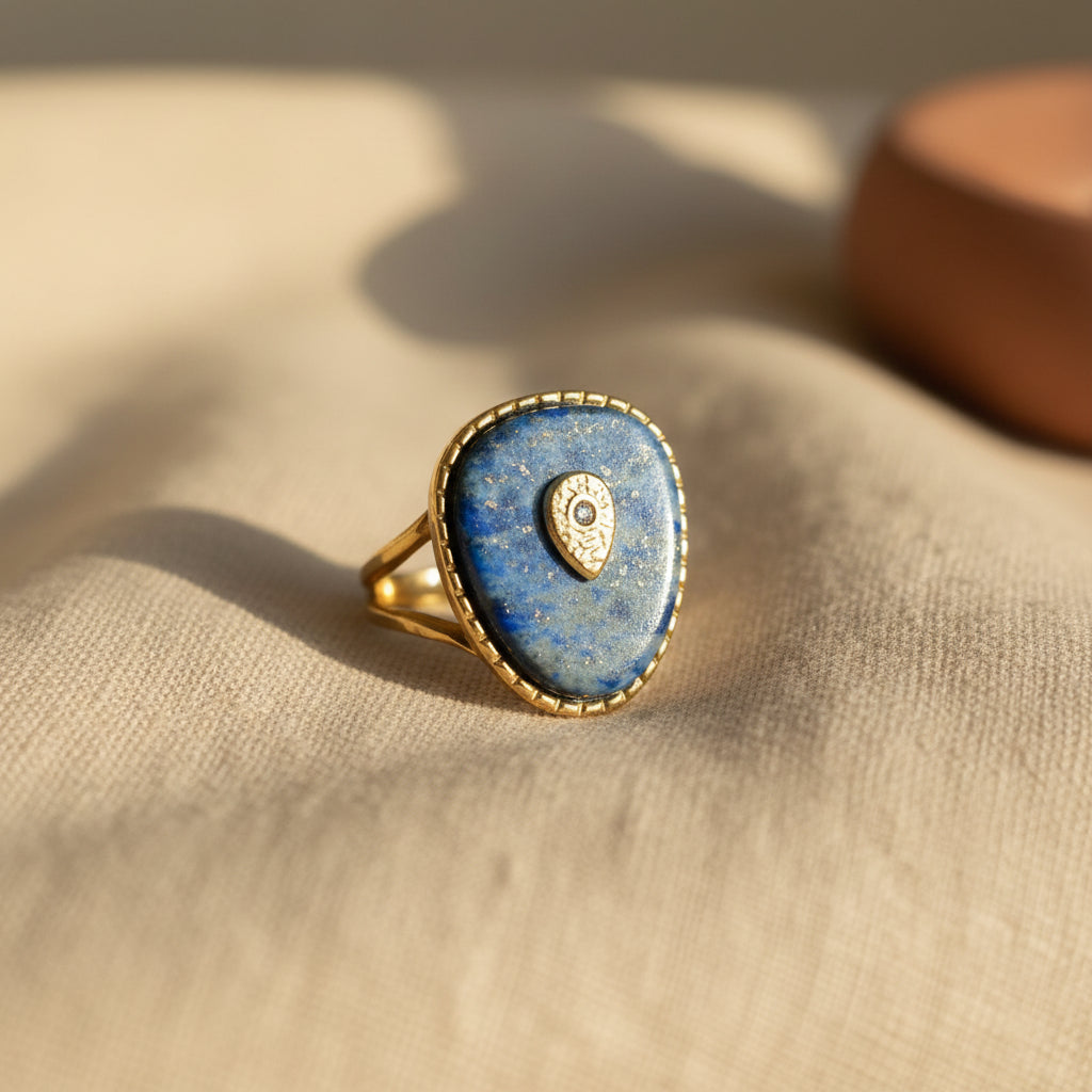 💙 Bague Bohm Pierre Bleue – Élégance Bohème Chic💙