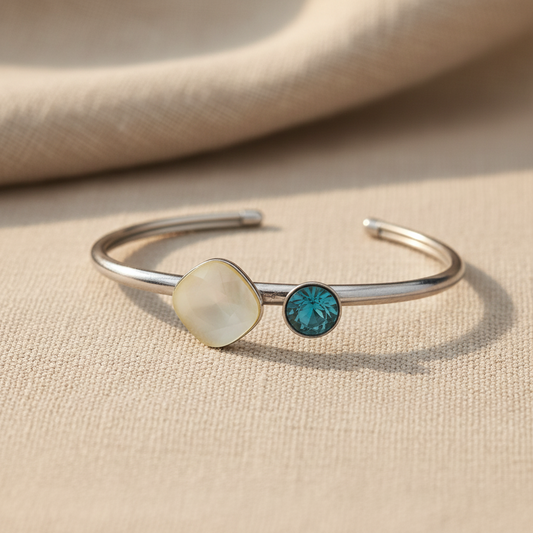 Bracelet Jonc Pierre Ivoire & Cristal Bleu – Bohm