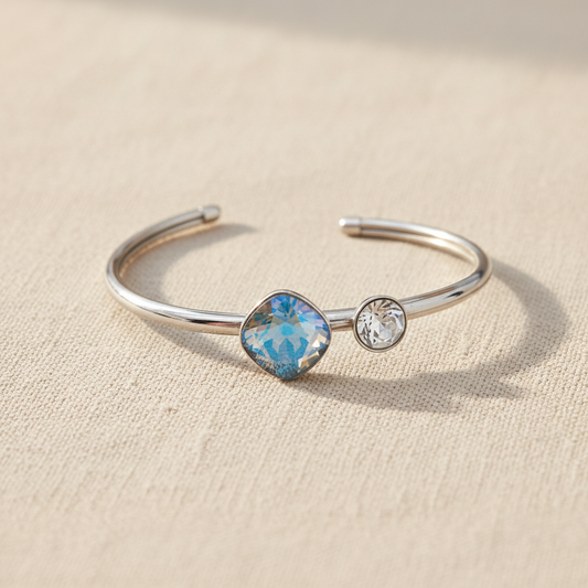 Bracelet Jonc Pierre Irisée Bleue & Cristal – Bohm